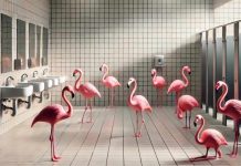 flamants roses toilettes zoo