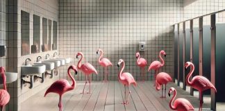 flamants roses toilettes zoo