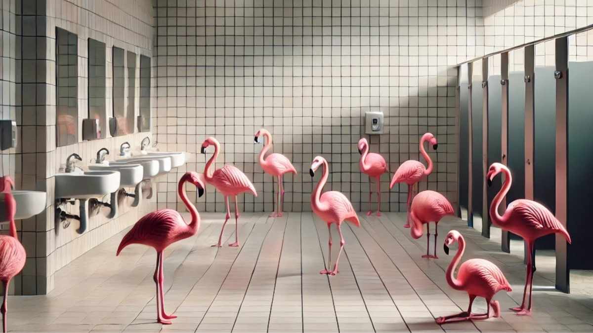 flamants roses toilettes zoo