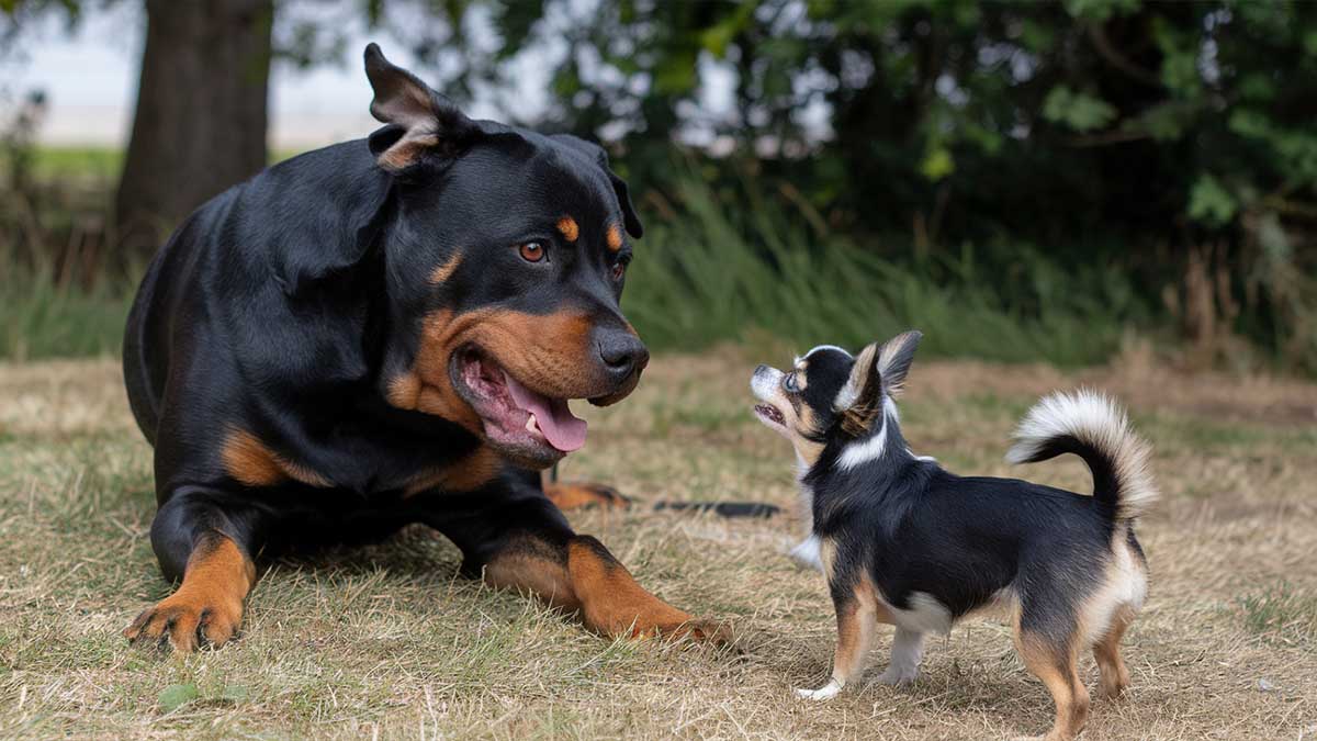 rottweiler peur chihuahua