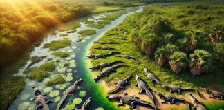 crocodiles du Siam abattus Thailande