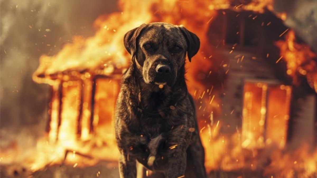 chien sauve famille incendie