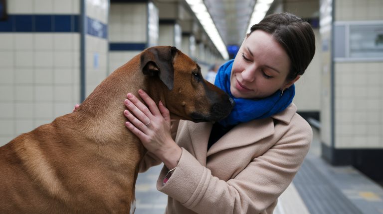 chien dans le métro